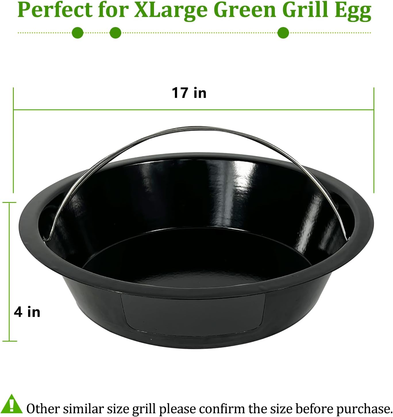 KAMaster Ash Can with Handle for XLarge Big Green Egg,Charcoal Ash Collector Must Haves Big Green Eggs Accessories Carbon Steel Ash Pot with Enamel Coating Steel Folding Handle Kamado Ash Basket