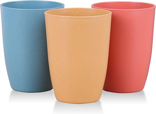 LuckyZone Wheat Straw Reusable Cup (12 oz) - Unbreakable Drinking Glasses Sets - Dishwasher Safe Tumbler - BPA Free and Eco friendly (3 Color_A)