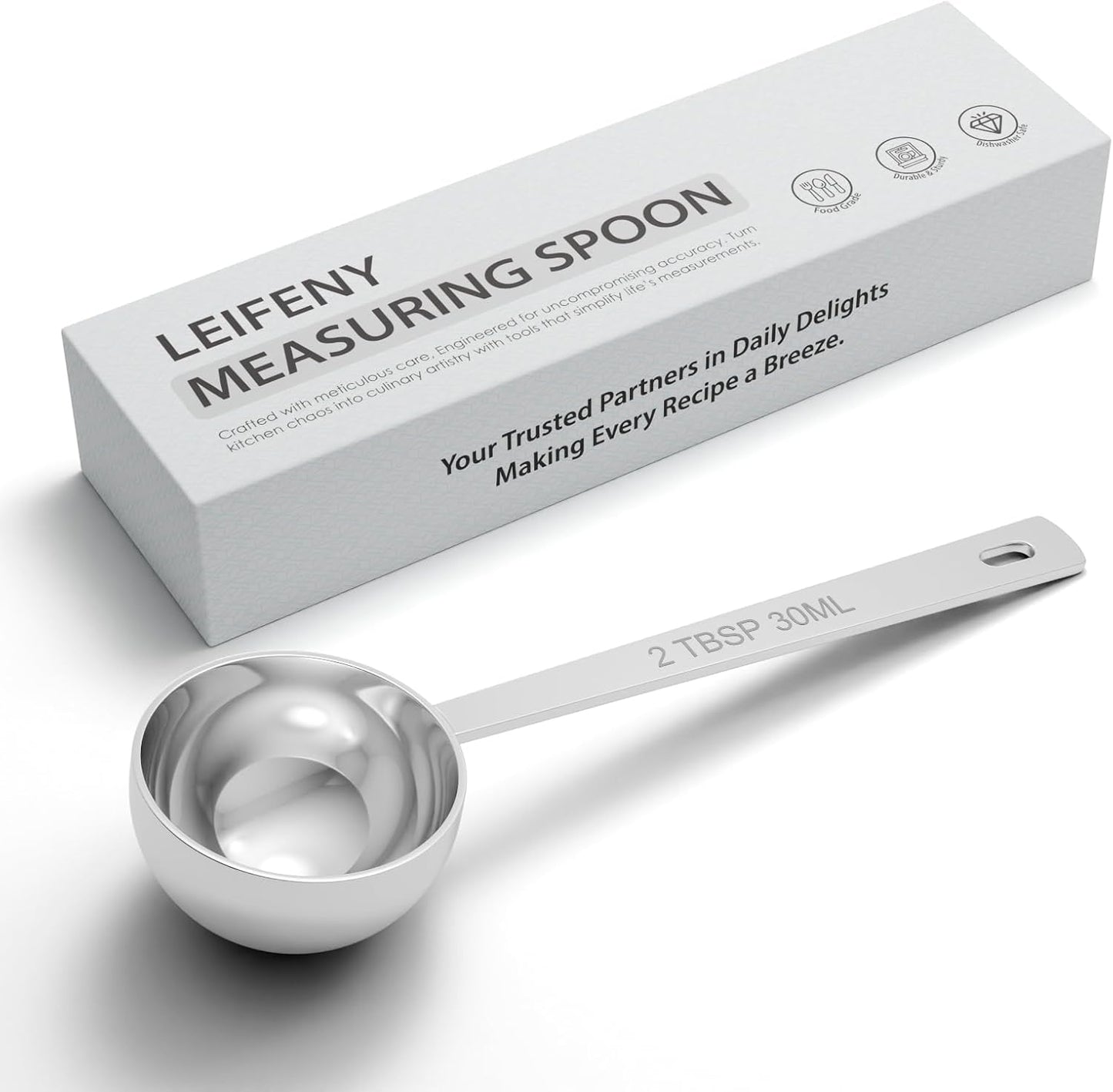 1PCS 2TBSP(30ML) 18/8 Stainless Steel Measuring Spoon, Metal Measure Scoop for Dry and Liquid Spices, Must-have for Kitchen