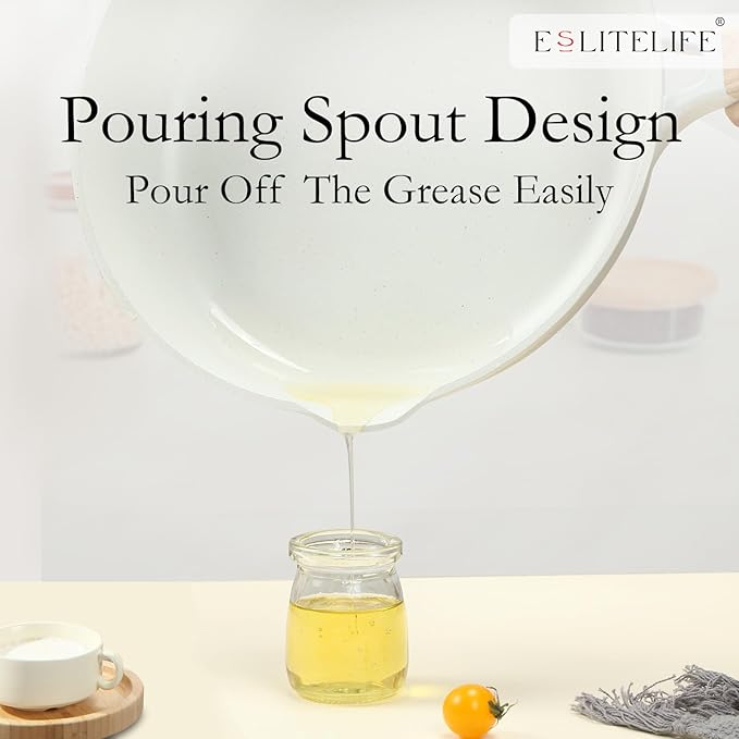 ESLITE LIFE Nonstick Ceramic Frying Pan Skillet, Non-Toxic Egg Omelette Kitchen Cooking Pans Compatible with All Stovetops (Gas, Electric & Induction), PTFE & PFOA Free (White, 11")