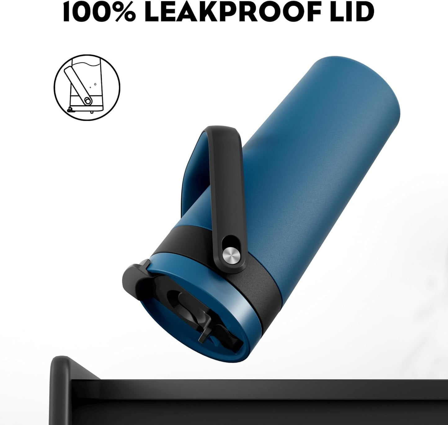 24 oz Insulated Coffee Mug for Travel: 2-in-1 Straw Flip Lid, Keep Cold 24H, Fit in Car Cupholder, Leakproof, Stainless Steel Coffee Tumbler with Handle for Outdoor, Office, Gifts and Sports (Deepsea)