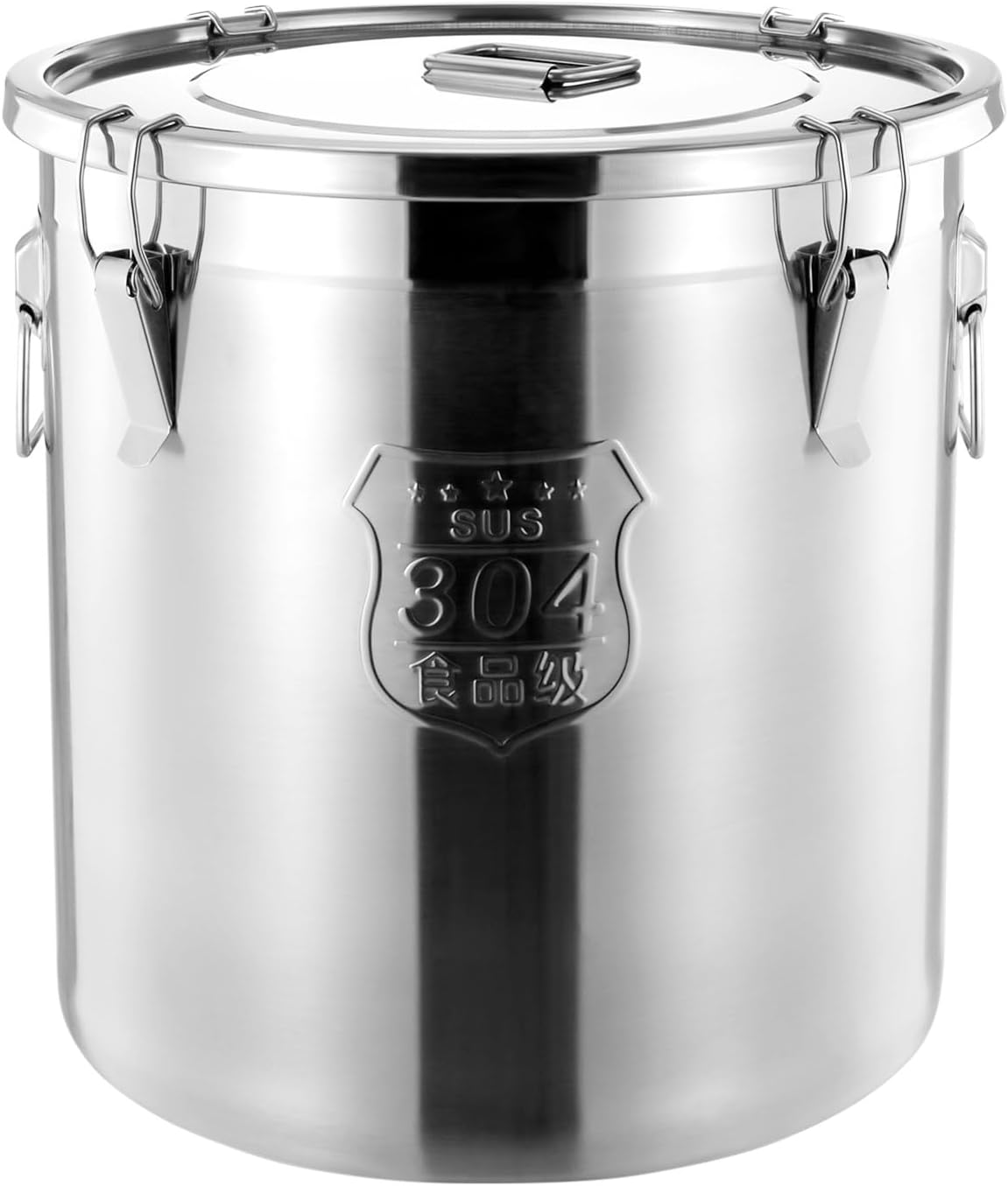 48L Stainless Steel Storage Bucket, Food Storage Containers with Lids and Sturdy Locking Clamp, 10-21lbs Metal Storage Bucket for Rice, Flour, Grain, Coffee Bean(48L)