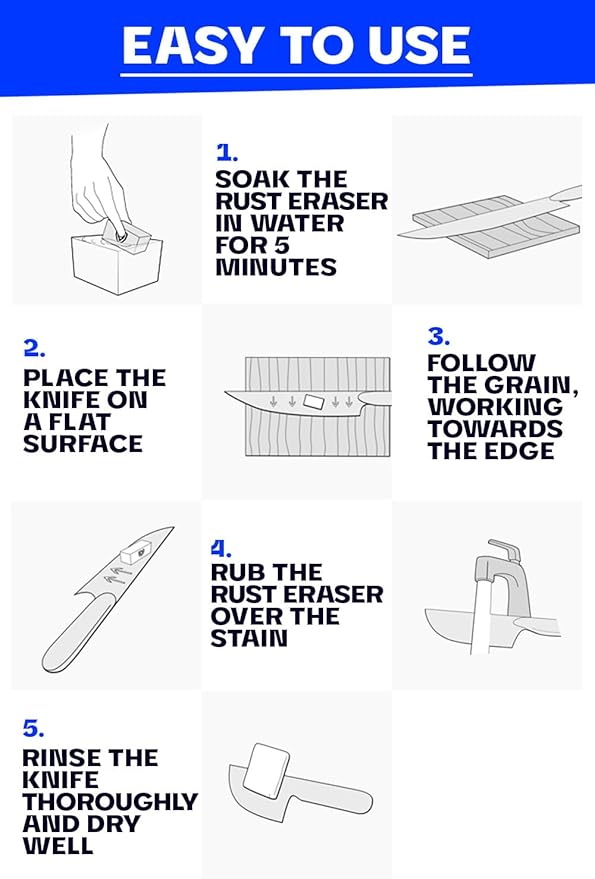 Dalstrong Premium Rust Remover & Eraser - Knife Maintenance and Care - For Knives, Scissors, Stainless Steel Pots and Pans, Whetstones - Sharp Polish for Tools - Calcium Carbonate