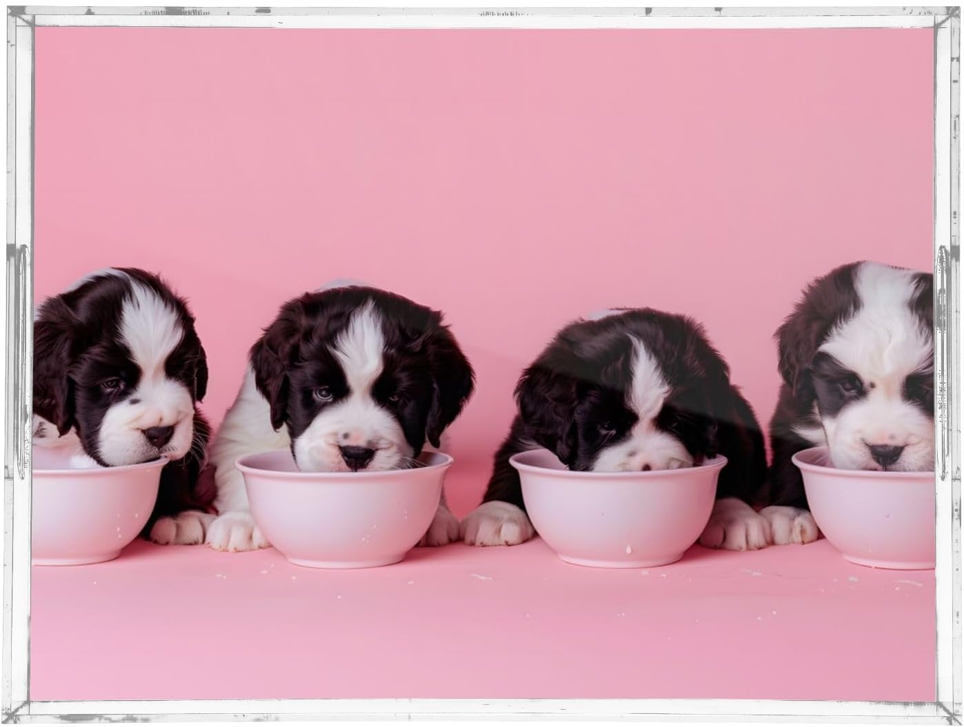 Plastic Food Serving Tray Decorative Vanity Trays for Bathroom Bernards Dog Coffee Table Kitchen Counter 11.8 * 15.7in