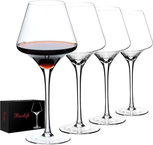 BCALIFE Red Wine Glasses Set of 4 – 20 oz Premium Crystal Wine Glass With Long Stem – Hand Blown Large Burgundy Wine Glasses – Unique Gift for Wedding, Anniversary, Christmas