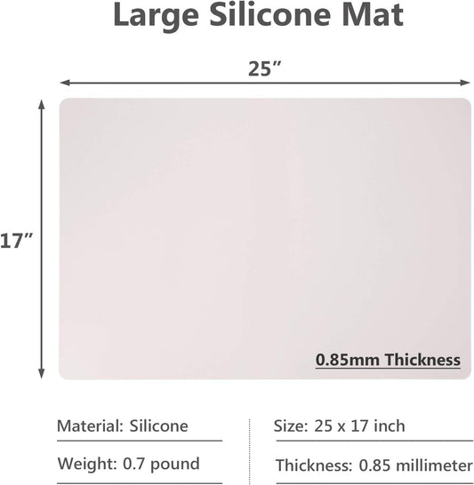 Gartful Silicone Mats for Kitchen Counter, Large Silicone Countertop Protector 25" by 17", Nonskid Heat Resistant Desk Saver Pad, Multipurpose Mat, Table Placemat, Beige, 2PCS