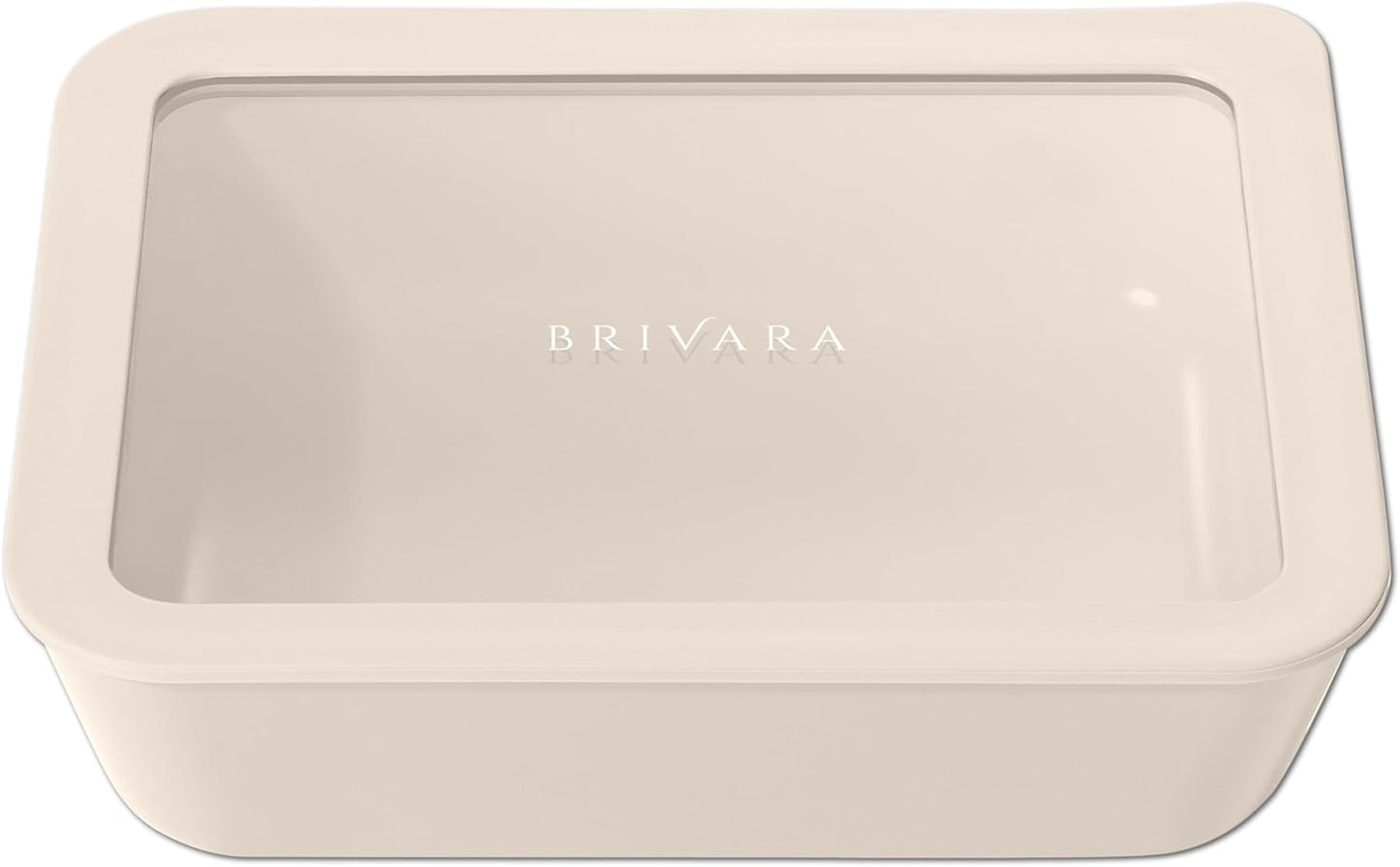 Ceramic Coated Glass Food Storage Container | No PTFE, PFOA, PFAS, and BPA | Reusable Non Toxic Meal Prep Container with Glass Lid | Easy To Store | 6 Cup Rectangle [Crema]