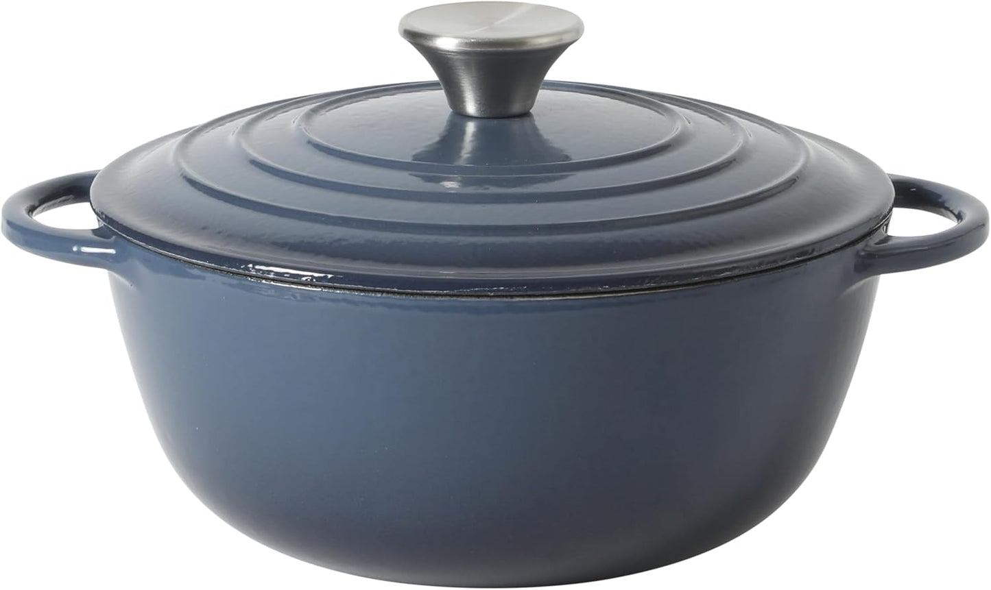 Gibson Home Addlestone 2.65 Qt Enameled Cast Iron Dutch Oven Pot with Lid – Round, Oven Safe to 500°F, Ideal for Bread Baking & Stews - Gradient Navy Blue