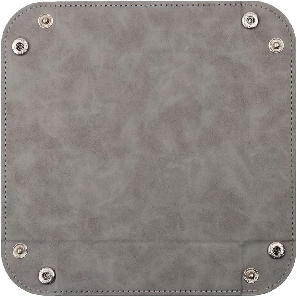 siduater Valet Tray Desktop Storage Organizer – Vegan Leather Catchall Bedside Vanity Tray Nightstand Caddy Holder for Remote Controller, Watch, Keys, Phone, Wallet, Coin, Jewelry, Stone Gray