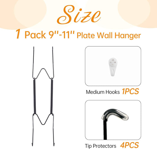 Bilillo Plate Hangers for The Wall, Suitable for 9''-11'' Decorative Plate,Invisible Heavy Duty Wire Plate Holder with Wall Hooks, Plate Hangers for Displaying Plates, Platter, Dish (Black)