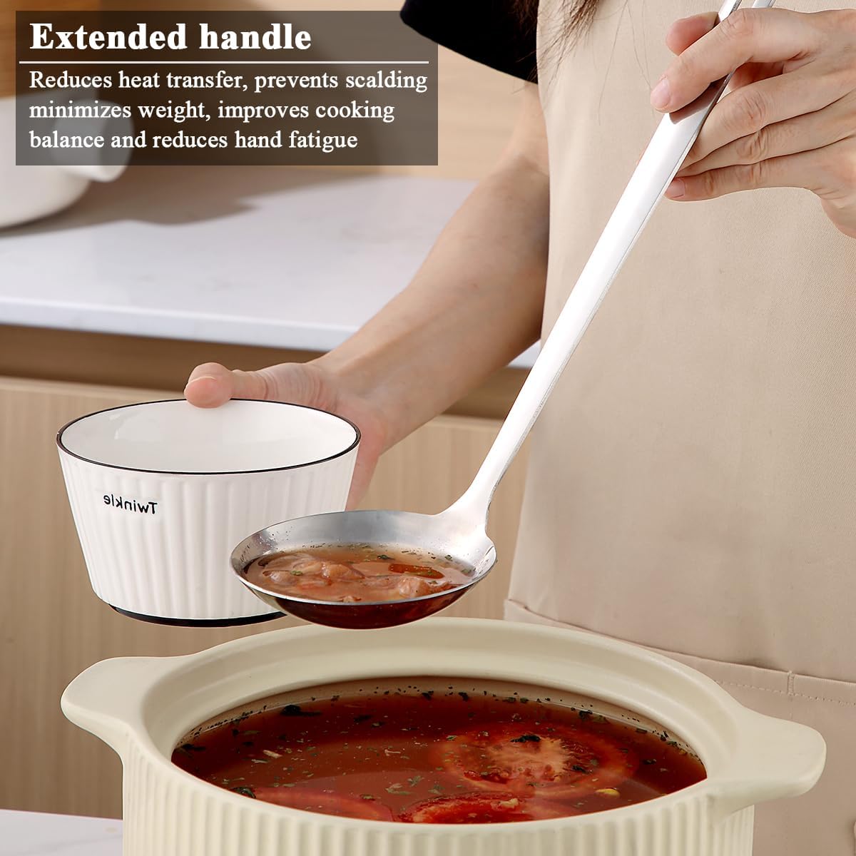 Berglander Stainless Steel Soup Ladle, 11.8" Durable Ladel Spoon for Serving or Cooking, Dishwasher Safe, Durable & Rust-Resistant Cooking Utensil