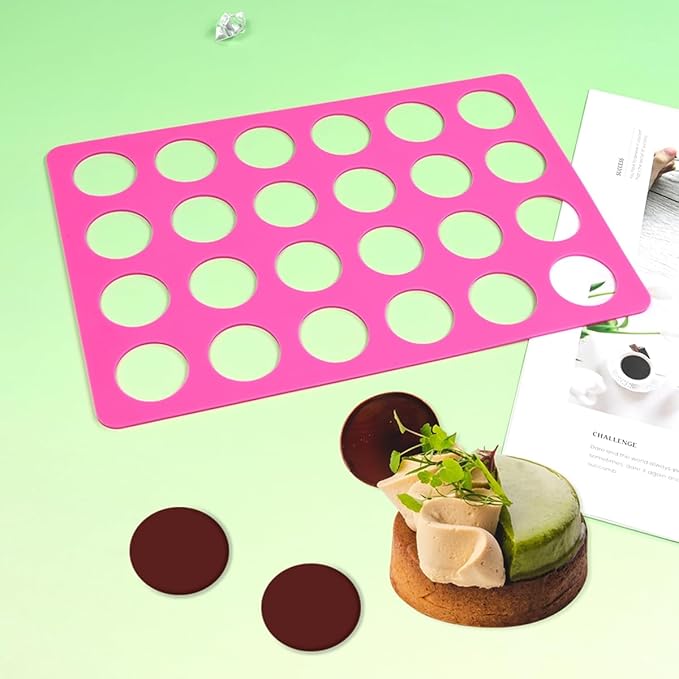 mostsom Round Silicone Chocolate Molds Cheese Chocolate Mat Cake Decorating Bakeware, Cookie Stencil Mat, Chocolate Chablon Molds, Baking Tools & Accessories for DIY Cake Decor (C_ Round)
