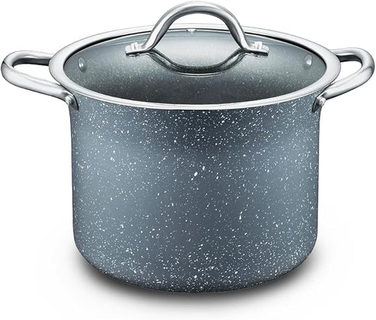 Concord Granite Nonstick 7 Quart Stock Pot Cookware Set (Induction Compatible) (Grey)