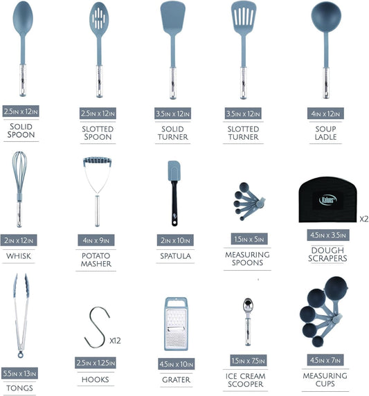 Kitchen Utensils Set 35 PCS Cooking Utensils Set, Nonstick and Heat Resistant Nylon Stainless Steel Silicone Spatula Set - Kitchen Gadgets Home Essentials Kitchen Accessories, Apartment Must Haves