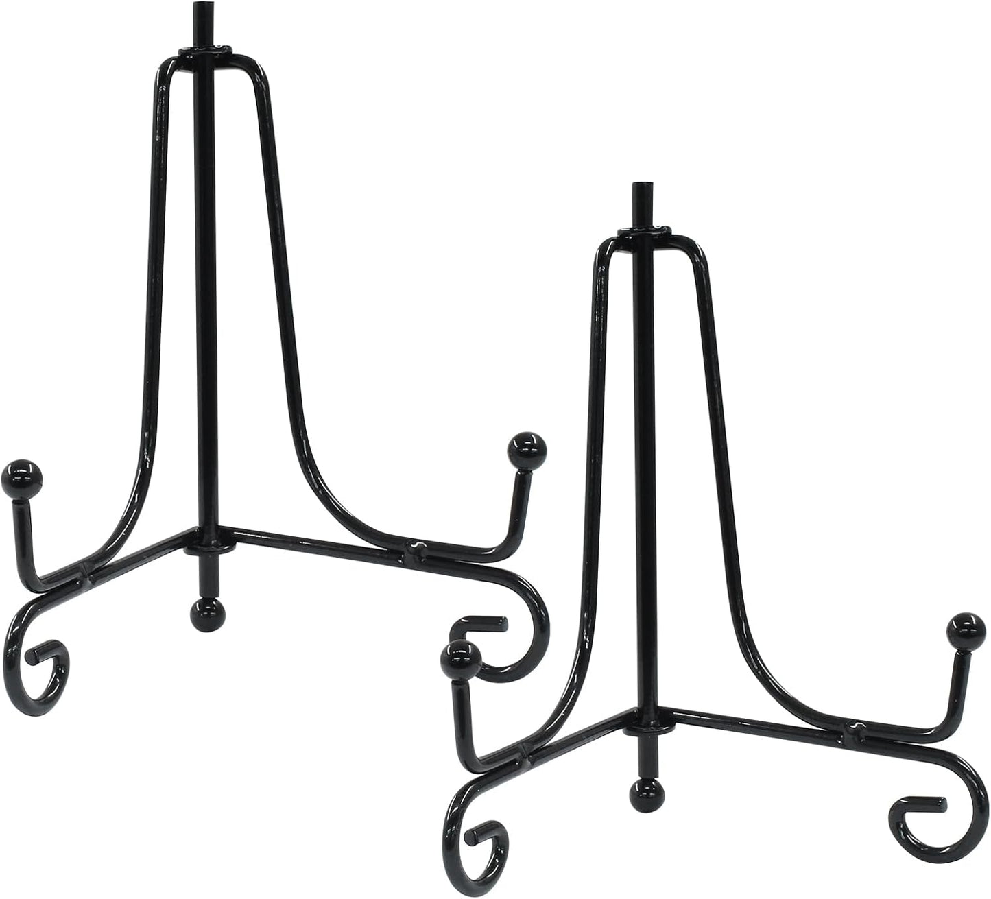 Hordion 2 Pack Plate Stand, 4 Inch Black Iron Easel Photo Display Stand Plate Holder for Picture Frame Book Tabletop Art Platter