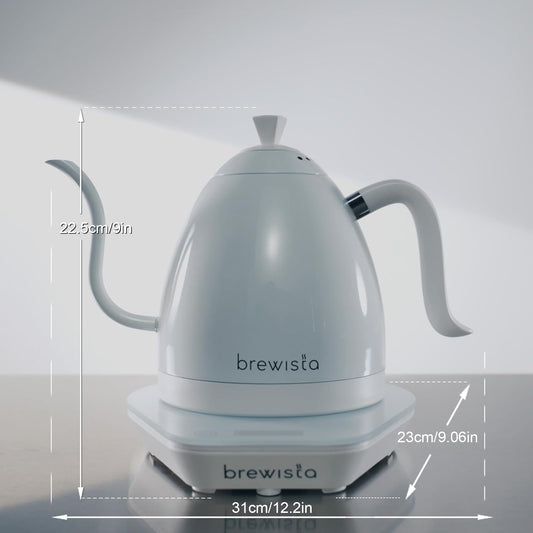 Brewista Artisan Electric Gooseneck Kettle, Water Boiler with LCD Panel, Precise Temperature Control, Fast Boiling and Keep Warm Settings for Pour-Over Coffee & Tea, Café, 1 Liter (All White)
