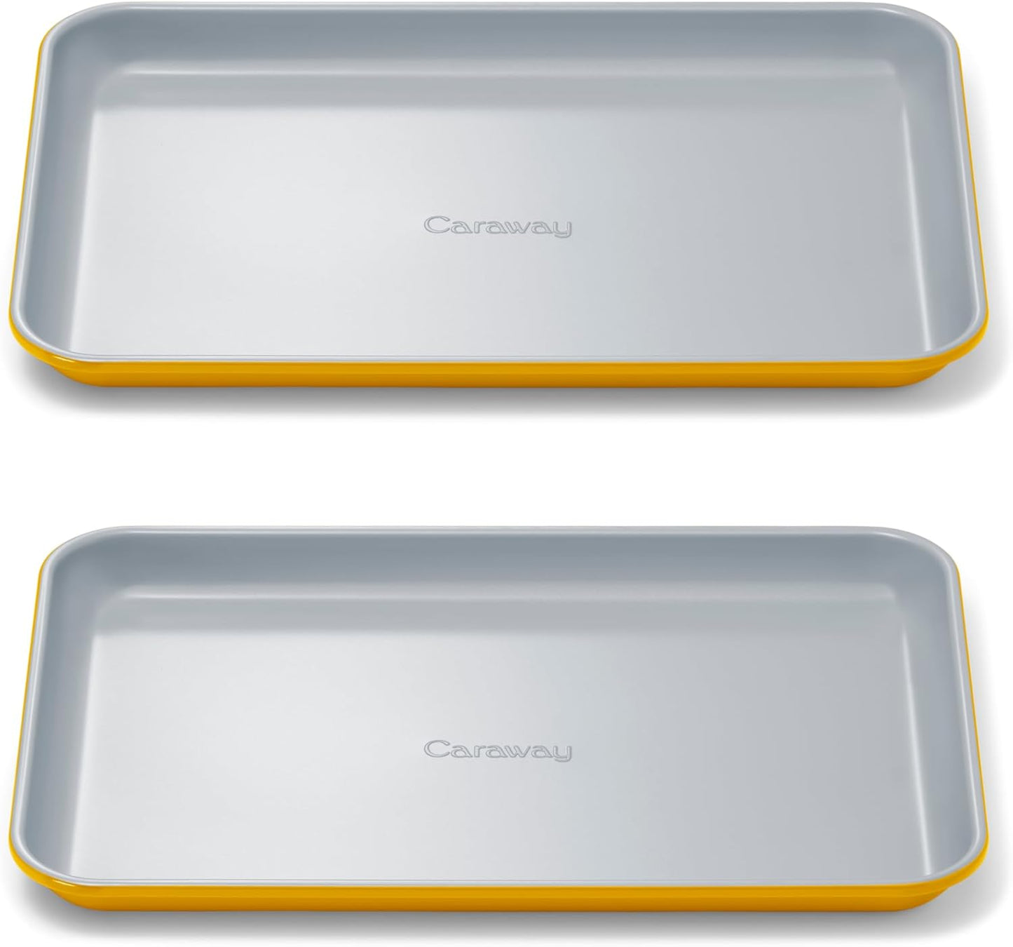 Caraway Nonstick Ceramic Small Baking Sheet Duo (9x13”) – Non-Toxic, PTFE & PFOA Free – Oven Safe – Aluminized Steel Core – Mini Sheet Pan for Baking, Roasting & More - Marigold
