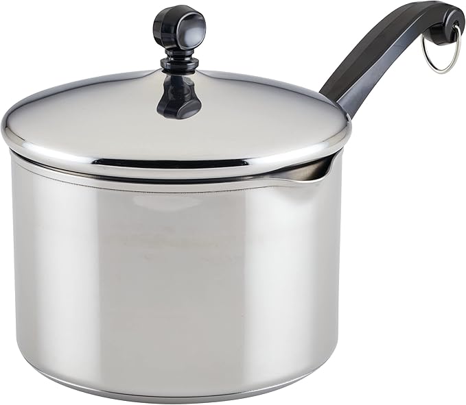 Farberware Classic Stainless Steel 3-Quart Covered Straining Saucepan - - Silver