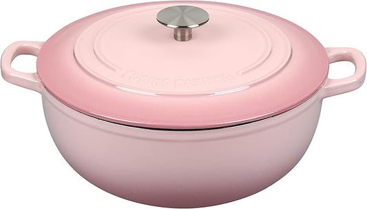 Enameled Cast Iron Dutch Oven Pot with Lid for Sourdough Bread Baking, Bread Dutch Ovens, Cooking Pots, 5 Quart, Pink