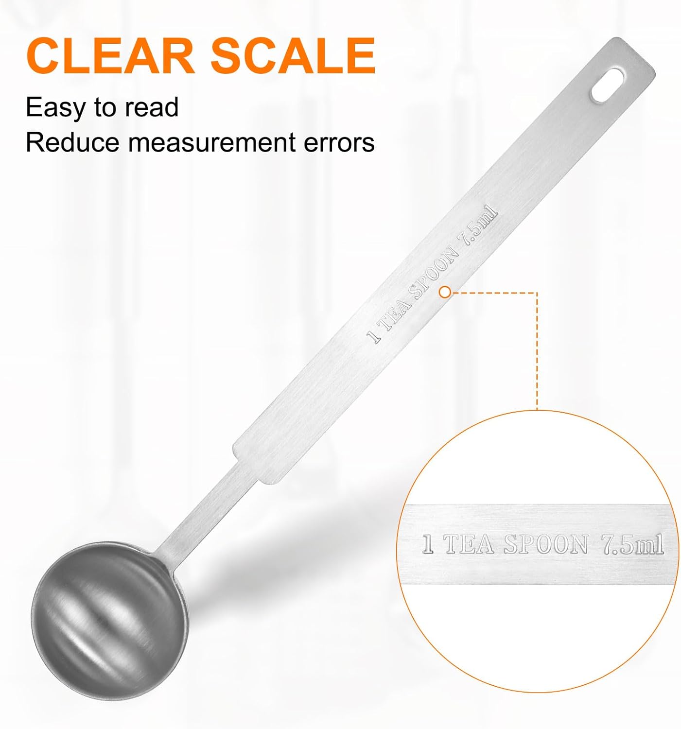 HARFINGTON 3pcs Single Measuring Spoon 1.5tsp (1/2tbsp, 7.5ml) Teaspoon/Tablespoon 430 Stainless Steel Single Tiny Square Bowl Measuring Spoon Long Handle Measure Scoop