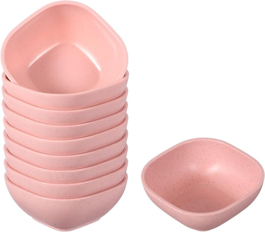 uxcell 10pcs Straw Dipping Bowls, Unbreakable Prep Bowls, Small Dessert Bowls for Side Dishes Snacks Fruits Appetizers, Pink