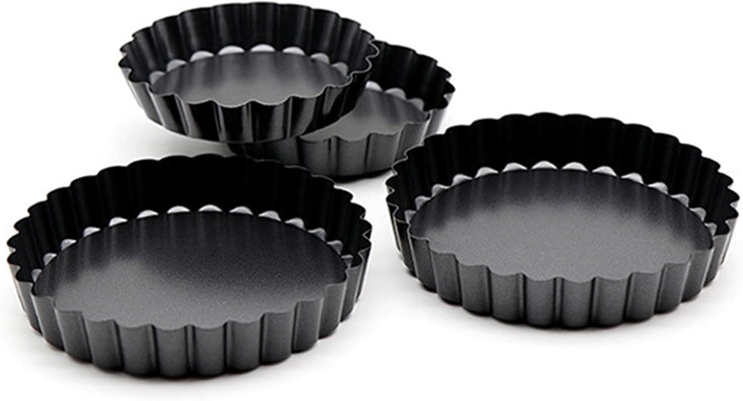 4 Inch Egg Tart Molds with Removable Bottom, 12 Packs Non-Stick Pan Carbon Steel Tart Molds, Muffin Cupcake Pudding Baking Cup Maker - for Pies, Chinese Egg Tart, Cakes