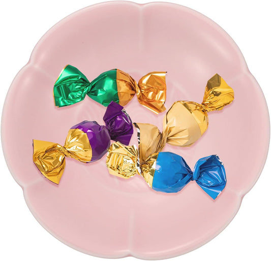 uxcell Porcelain Serving Dish, 4.25 Inch Small Ceramic Candy Plate with Water Pattern Petal Shape Decorative Bowl for Wedding Party Household Living Room Candy Snack Plate, Smoke Powder