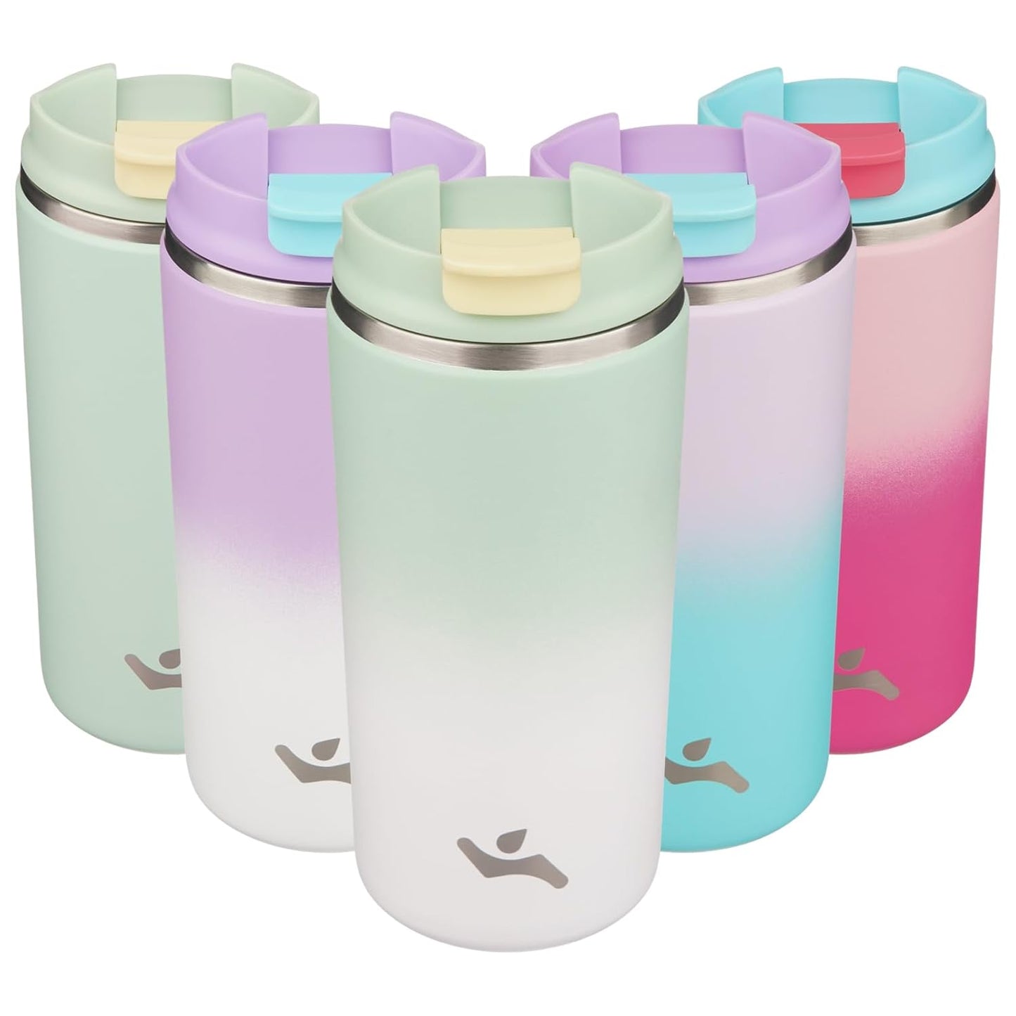 Tumbler with Lid, 12 oz Travel Coffee Mug Double Wall Vacuum Stainless Steel Thermal Metal Cup Insulated Water Bottle,GreenWhite