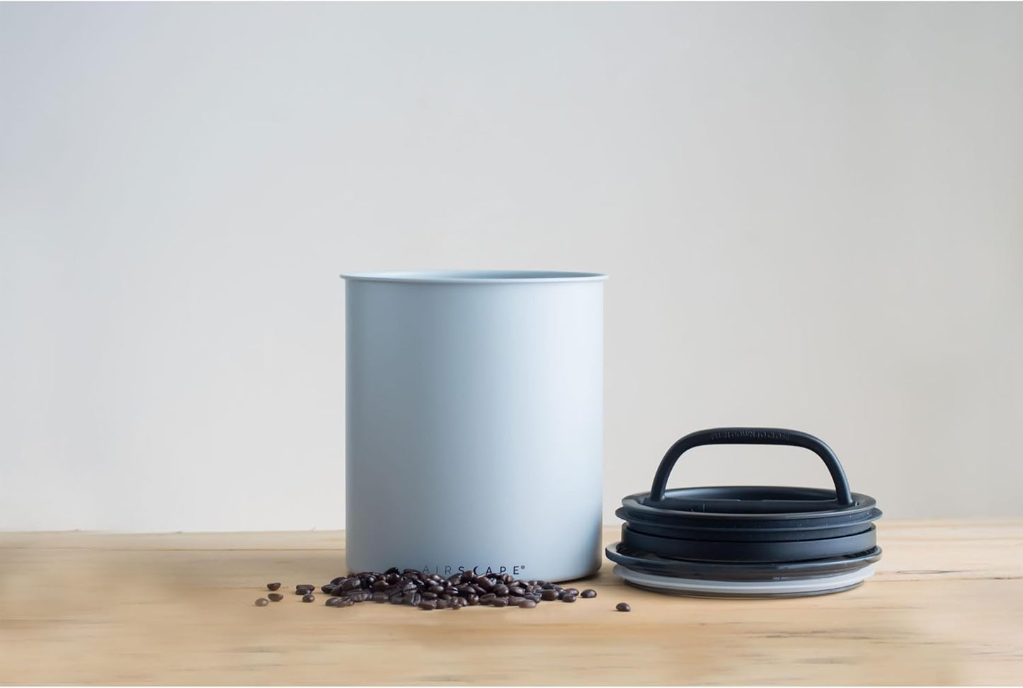 AirScape Planetary Design Kilo Coffee Storage Canister - US Patented Inner Plunger Lid Removes Excess Oxygen - Don't Buy airtight, Buy AIR-Less - Holds 2.2 lbs Coffee Beans - (Matte Gray)