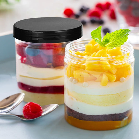 Lainrrew 8 Pcs 12oz Plastic Jars with Lids, Clear Plastic Slime Containers Plastic Round Storage Jars Container Wide Opening Storage Jars for Kitchen, Home, Crafts Storage