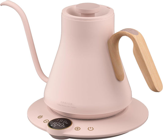 Cocinare FLOW B9 Gooseneck Electric Kettle, Precise Temperature Control for Pour-Over Coffee & Tea Brewing, Stainless Steel Interior, Rapid Heating for Boiling Water 1500W/0.9L (Munch Pink)