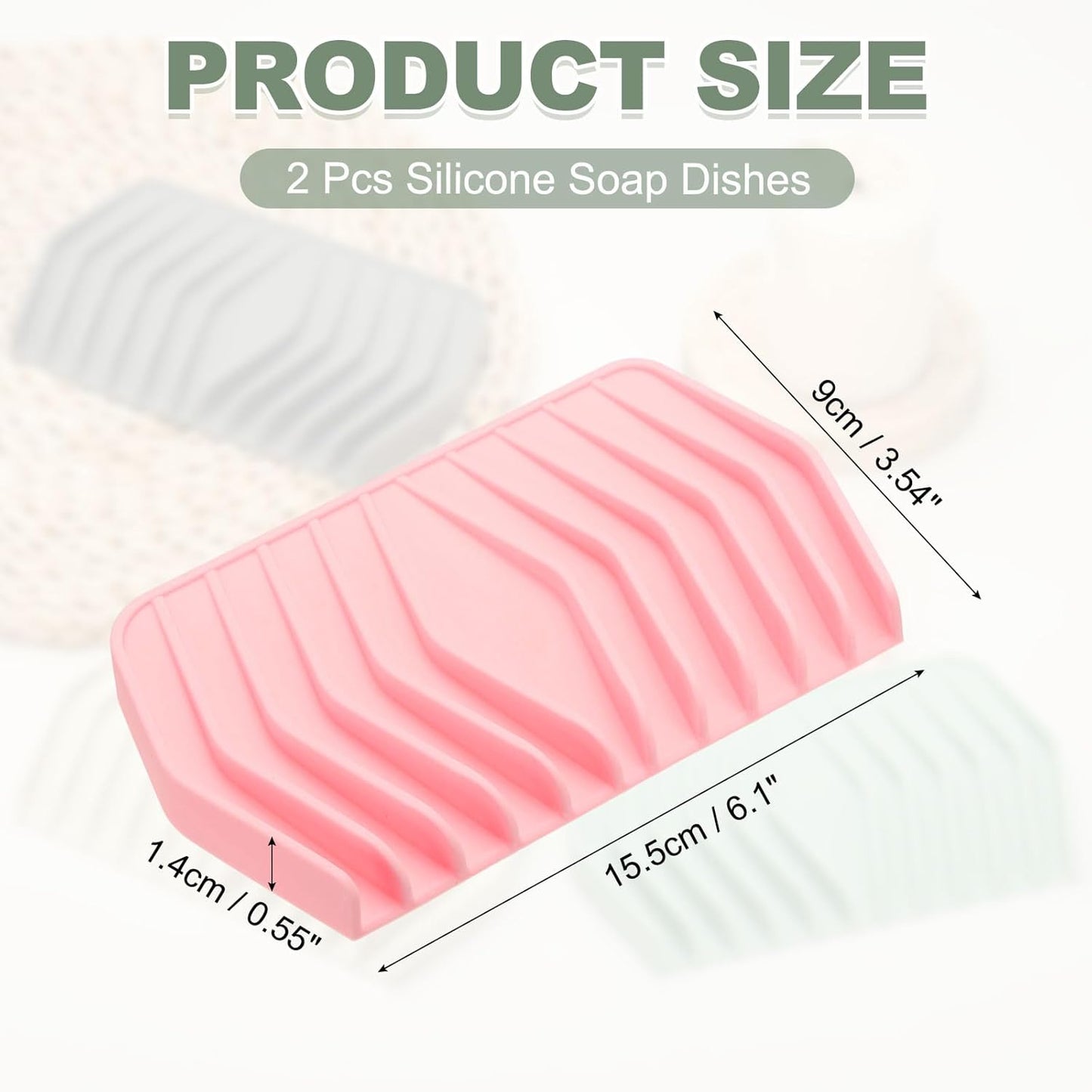 uxcell 2Pcs Soap Dish with Drainage, Silicone Self Draining Soap Bar Holder Sponge Shampoo Bars Tray for Bathroom, Shower, Bathtub, Kitchen, or Countertop(Pink)