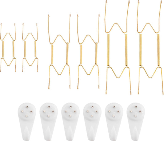 6 Pack 6/8/10 Inch Decorative Plate Medium Plate Hangers for The Wall, Invisible Stainless Steel Wall Hangers for Display with Hooks, for Platter/Dish/Picture