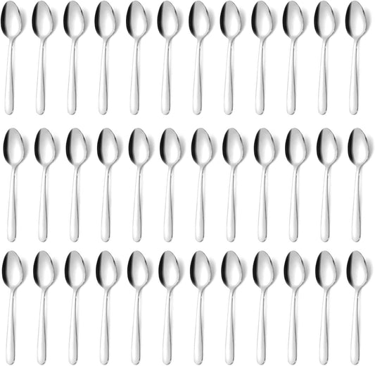 36 Pieces Teaspoons Set, 6.2 Inches Stainless Steel Teaspoons Silverware, Small Spoons, Mirror Polished & Dishwasher Safe, Tea Spoons Suitable for Home, Kitchen and Restaurant