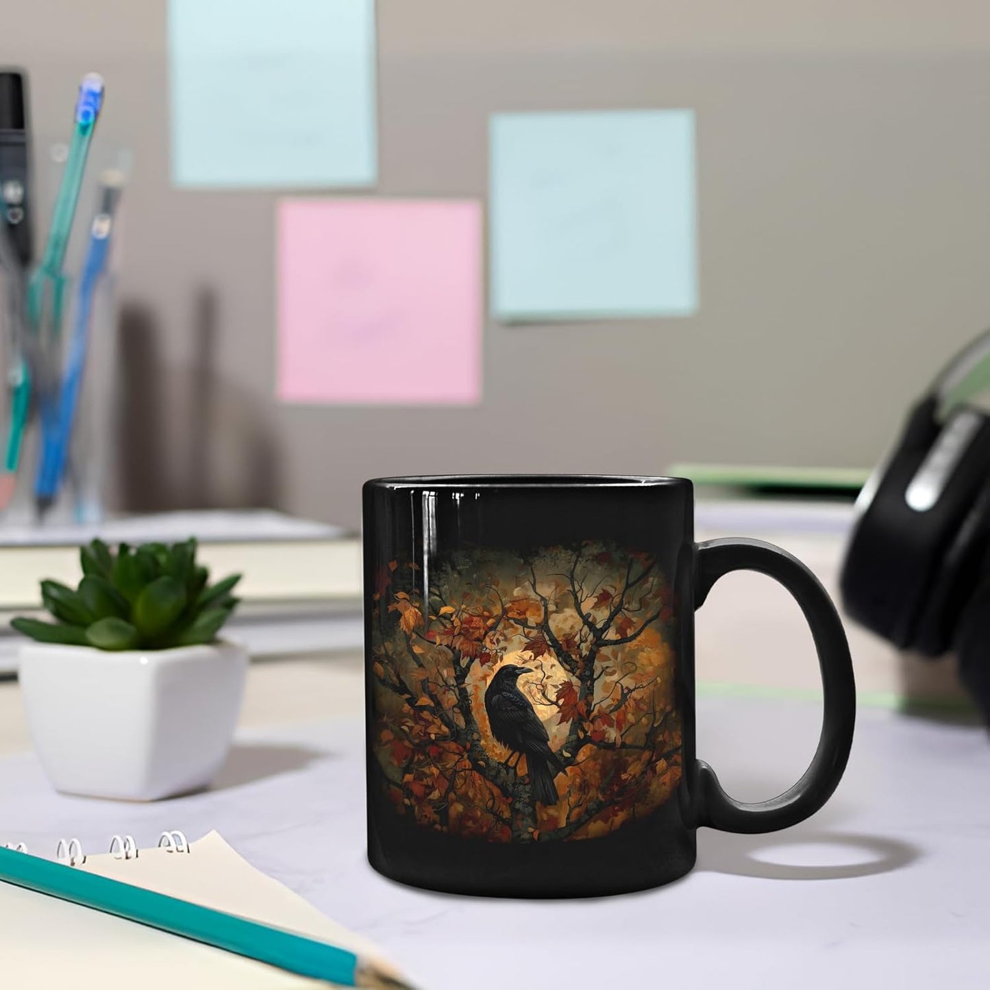 Raven Decor, Crow Decor, Gothic Mug Gifts for Women, Gothic Decor for Bedroom, Halloween Gifts for Women, Black Halloween Mugs, Fall Ceramic Coffee Mug 11 Oz