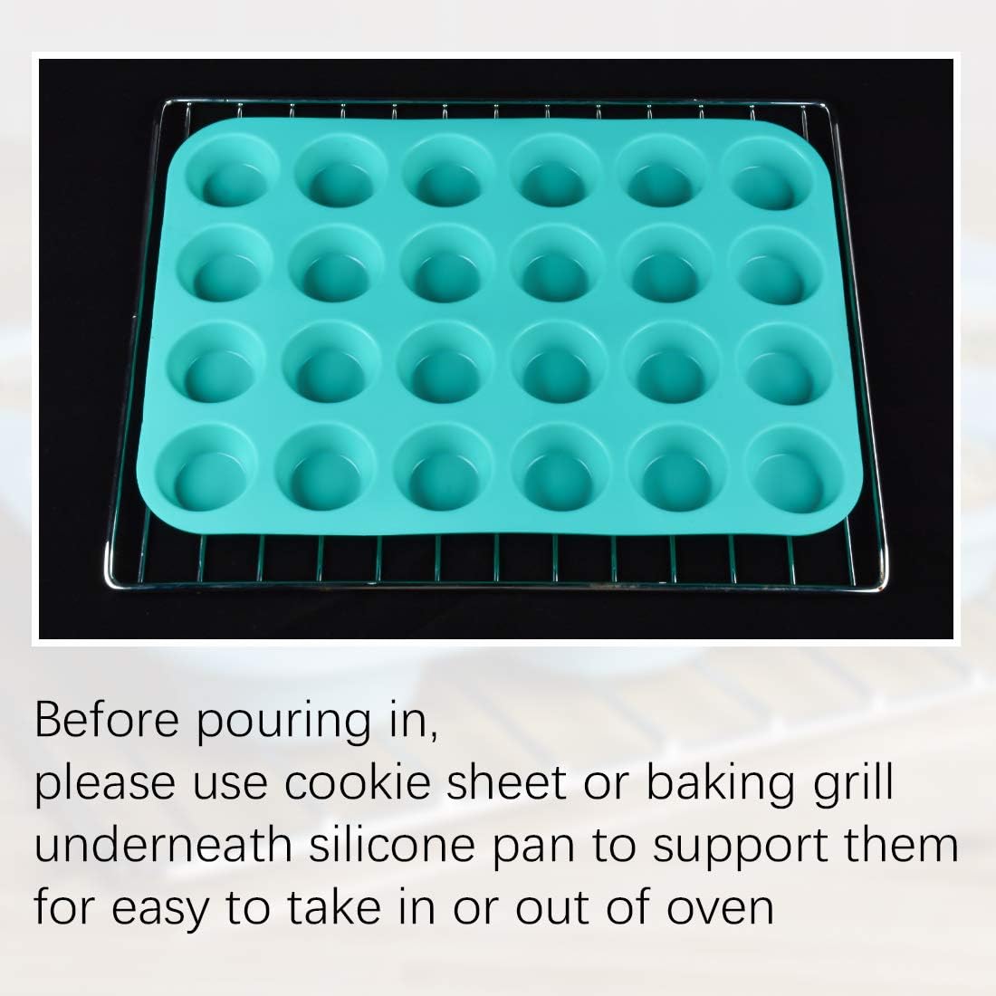 Mini Muffin Pan 24 Mini Cupcake Pans Silicone Molds Food Grade Silicone Muffin Pans for Baking Pack of 2