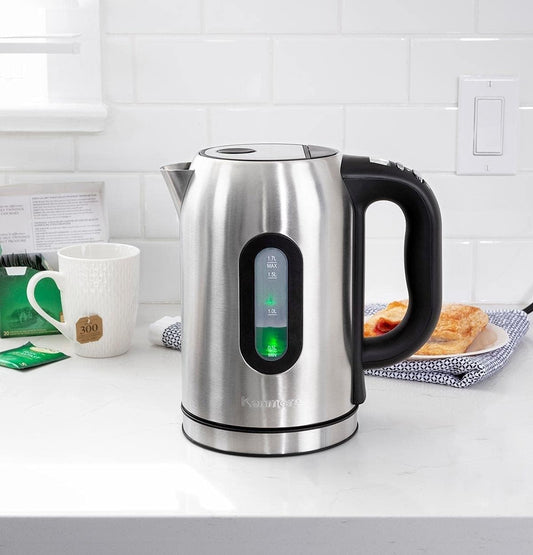 Kenmore Digital Cordless Kettle, 1.7 L / 1.8 Quarts Capacity, Stainless Steel Electric Kettle with Digital Temperature Control, Concealed Heating Element, and Keep Warm Mode