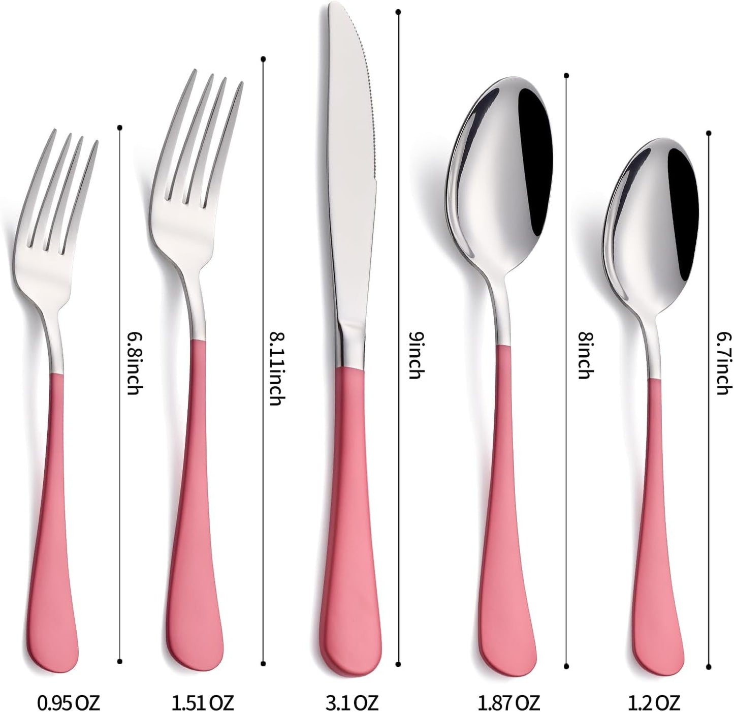 20-Pieces Pink Silverware Sets for 4,Pink Handle Stainless Steel Cutlery Set, Include Forks Spoons and Knives Set, Dishwasher Safe Utensil Sets for Home Restaurant
