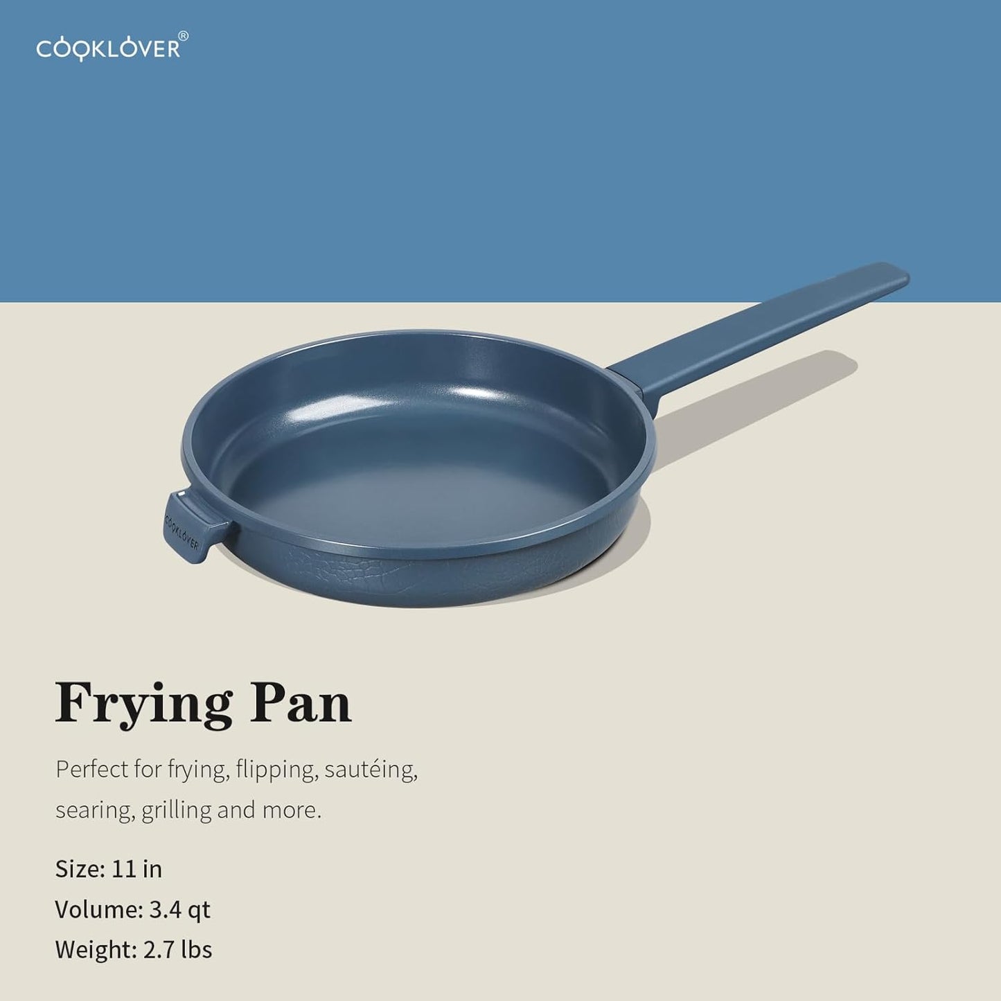 COOKLOVER Nonstick Ceramic Fry Pan, Non-Toxic, PTFE&PFOA Free, Induction Compatible Egg Skillet Frying Pan with Heat Resistant Handle, 11 Inch – Navy Blue