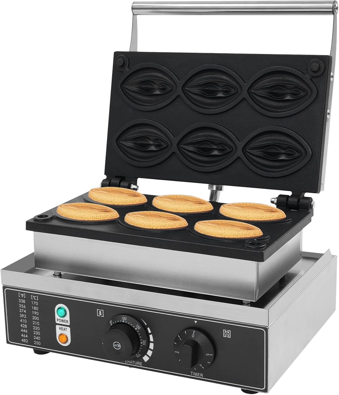 1550W Waffle Maker, Commercial Waffle Pancake Maker for, Industrial Belgian Waffle Maker Stainless Steel 110V Poffertjes Maker with Time Control Restaurant Bakeries Snack