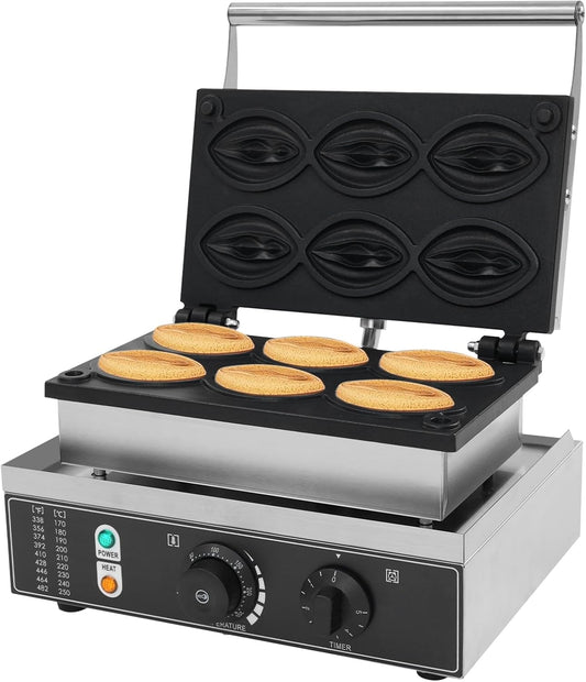 1550W Waffle Maker, Commercial Waffle Pancake Maker for, Industrial Belgian Waffle Maker Stainless Steel 110V Poffertjes Maker with Time Control Restaurant Bakeries Snack