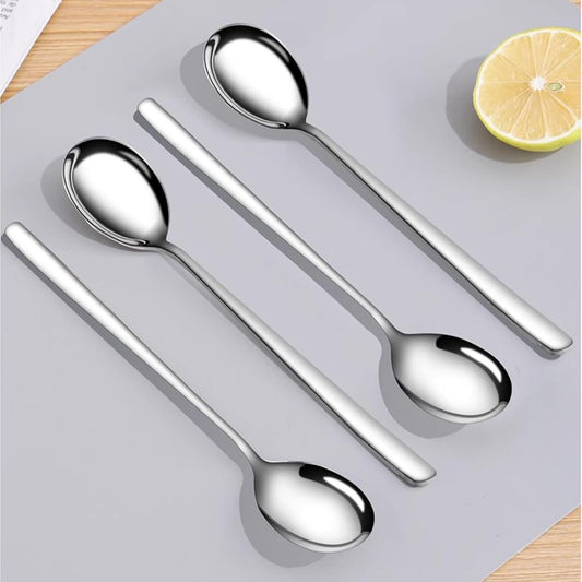 Large Soup Spoon Stainless Steel Dishwasher Safe Dinner Big Teaspoons with Round Edge 8 inches Tablespoons (8)