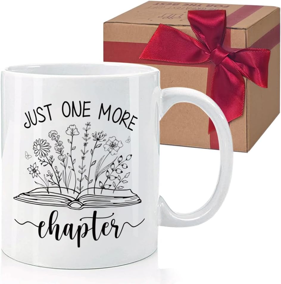 Book Lover Mug Gifts for Women - Just One More Chapter Coffee Mug 11Oz - Novelty Mug Gifts for Writer - Mothers Day Gift - Reading Mug Gifts for Book Lovers - Bookish Mug Gifts for Readers, Librarians