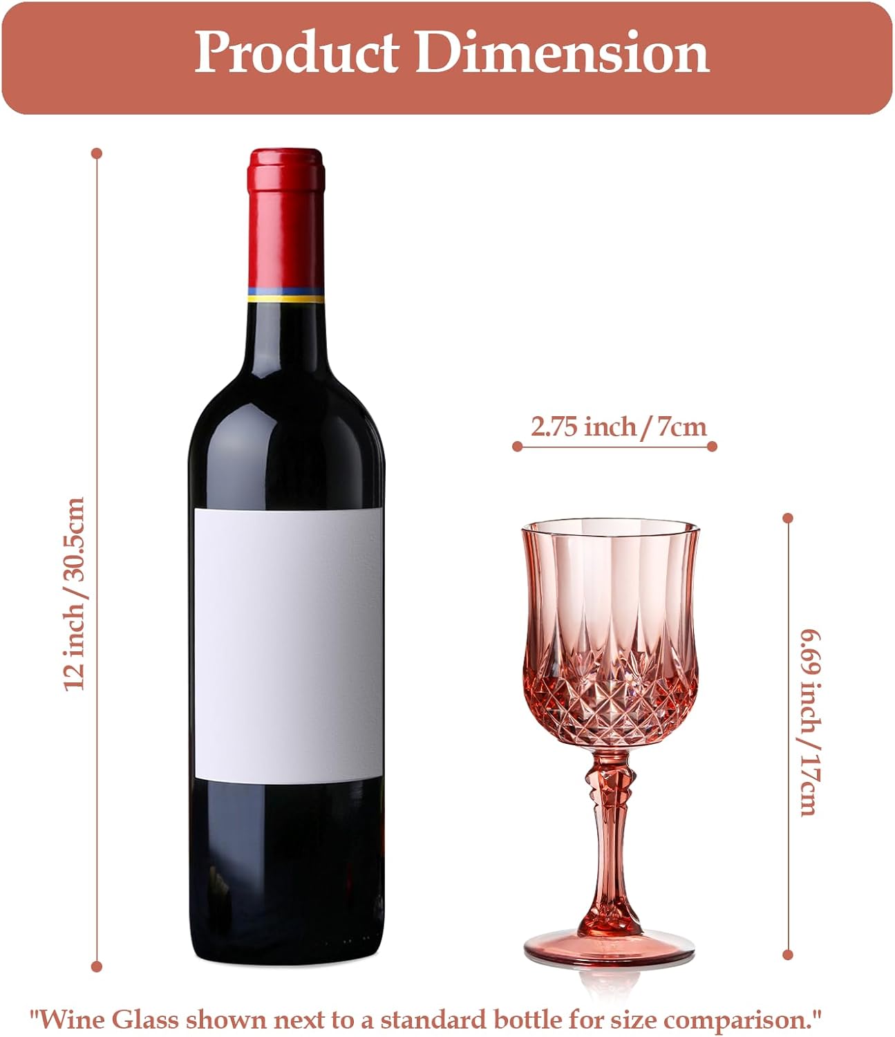 XUWAIDSGN 7oz Plastic Vintage Rose Gold Drinking Glasses Pink Wine Glasses Unbreakable Wedding Glassware Crystal Water Goblets Reusable Drinkware Vintage Champagne Flutes (24, Rose Gold)