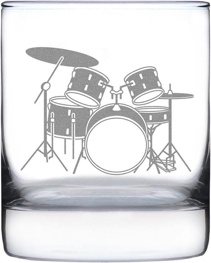 Bevvee Drums - Whiskey Rocks Glass - Drumming Gifts for Drummers - 10.25 oz Glasses