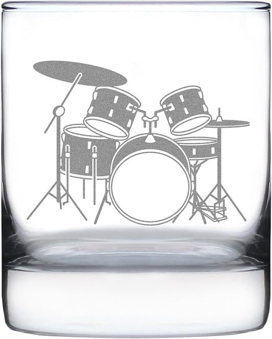 Bevvee Drums - Whiskey Rocks Glass - Drumming Gifts for Drummers - 10.25 oz Glasses