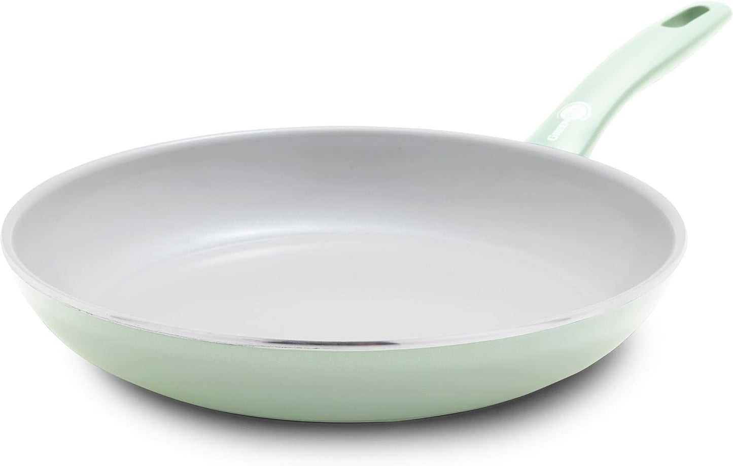 GreenPan Dover 10” Frying Pan Skillet, Non-Toxic PFAS-Free Ceramic Nonstick Coating, Sear Saute Fry Egg Omlete, Dishwasher & Oven Safe, Stay Cool Handle, Easy Pour Rims, Pastel Green