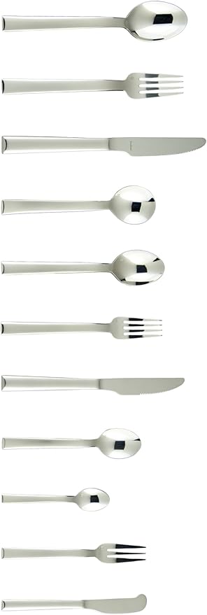 Fortessa Still 18/10 Stainless Steel Flatware, 5 Piece Place Setting, Service for 1,Silver