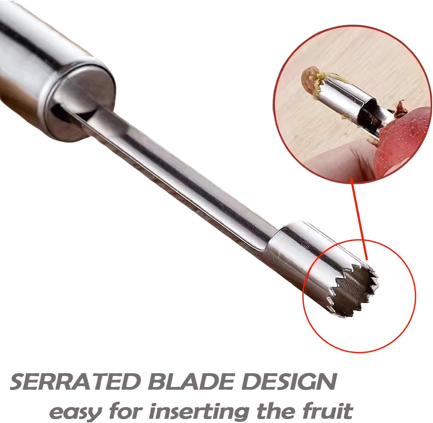 Corer and Pitter Set of 4, Multi-Function Corer and Pitter Remover Set, Stainless Steel Core Remover Tool for Apple, Pear, Cherry, Jujube, Red Dates or More with Sharp Serrated Blade