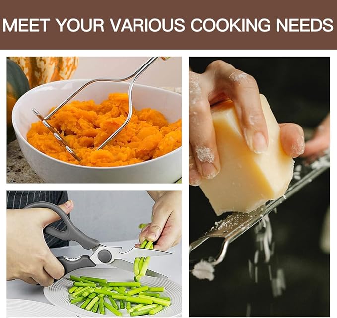 Kitchen Utensils Set-Silicone Cooking Utensils-32pcs Non-Stick Silicone Cooking Kitchen Utensils Spatula Set with Holder-Best Kitchen Cookware with Stainless Steel Handle (Grey)